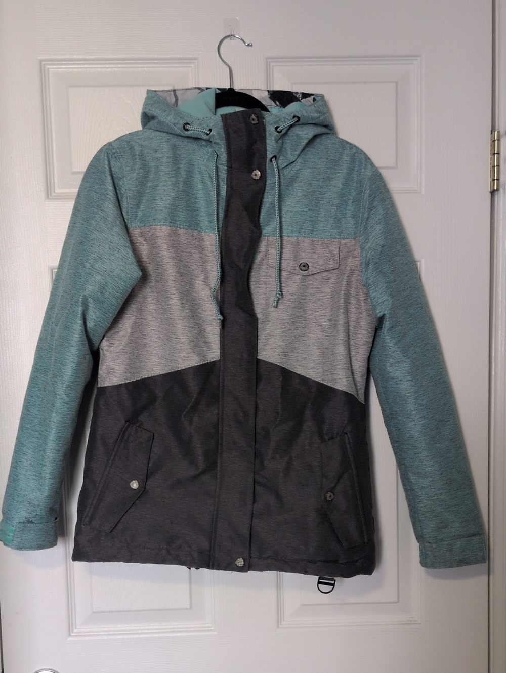 Aperture Winter Snow Jacket In Colour Block Blue And Grey
